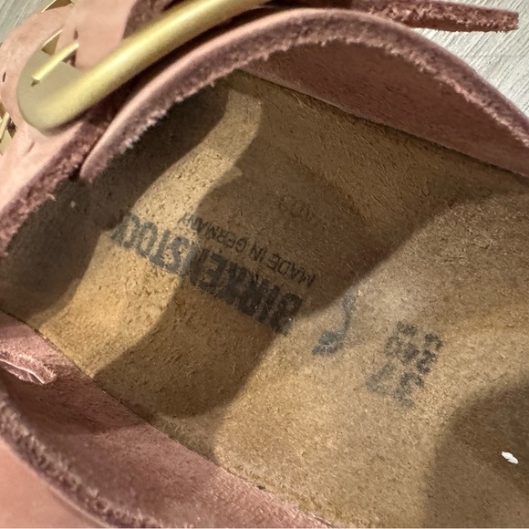 Birkenstock Pink Sandals with Gold Buckles